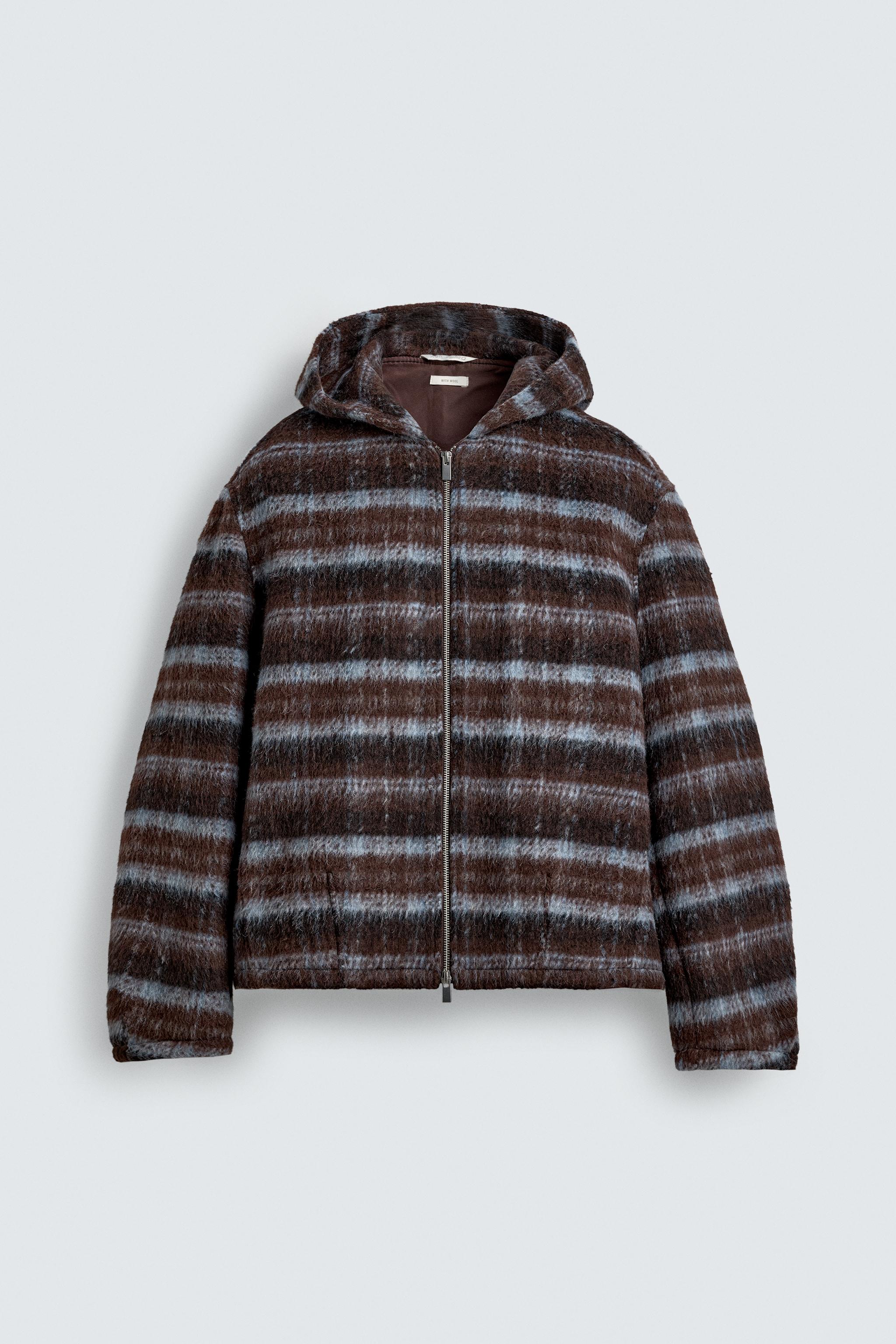 PLAID BOXY FIT JACKET WITH HOODIE
